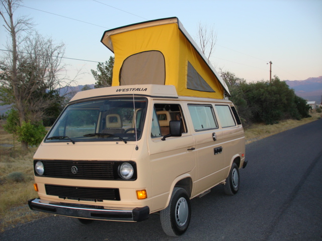 Vanagon Westfalia with yellow pop-top
